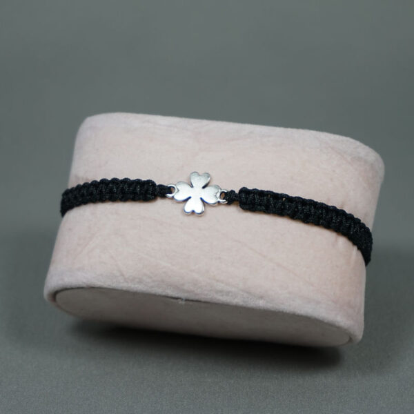 Makramee Armband Kleeblatt silber